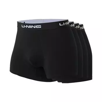 Li Ning Fitness Series логотип печати однотонные шорты-боксеры комплект из 4 пар мужских трусов черного цвета ANKS001-7 M