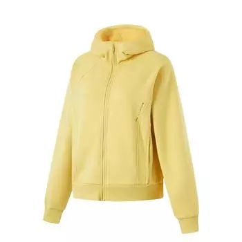 Li-Ning Fitness Series Moisture-Wicking Thermal Fleece Hooded Cardigan Raglan Dopamine Long Sleeve Sweatshirt Women sweatshirt AWDU562-3 L
