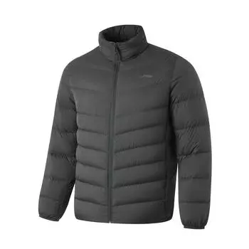 Li Ning Fitness Series морозостойкая уличная однотонная легкая повседневная универсальная короткая зимняя куртка-пуховик с логотипом и воротником-стойкой AYMU091-3 S