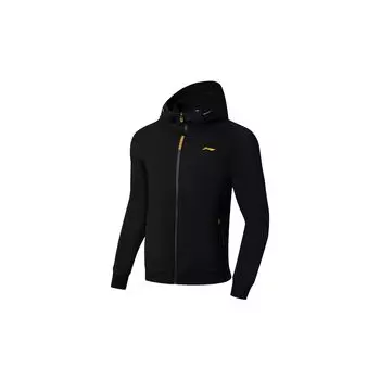 Li Ning Fitness Series однотонная флисовая подкладка теплая толстовка с капюшоном и длинным рукавом мужская толстовка черная AWDSA61-1 M