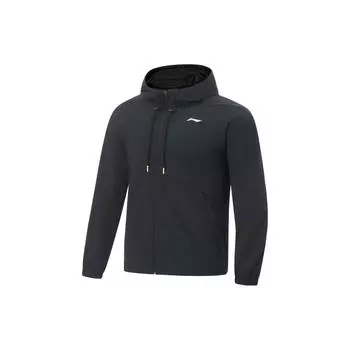 Li-Ning Fitness Series однотонная мужская куртка с капюшоном, верхняя одежда, черная AFDT411-1 M
