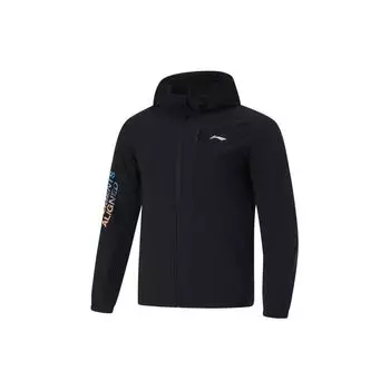 Li-Ning Fitness Series однотонная приталенная спортивная куртка с капюшоном Ice Feel мужская куртка черного цвета AFDU413-3 L