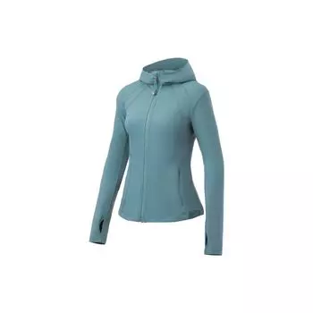 Li Ning Fitness Series однотонная светоотражающая облегающая толстовка с капюшоном на молнии, женская толстовка с капюшоном цвета лайм-зеленый AWDT122-4 L