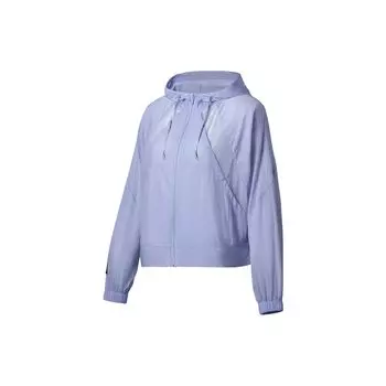 Li Ning Fitness Series однотонная свободная спортивная ветровка женская верхняя одежда небесно-голубого цвета AFDT304-6 S