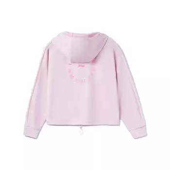 Li Ning Fitness Series однотонная свободная толстовка с капюшоном женская толстовка вишневого цвета с розовым оттенком AWDR360-6 XXL