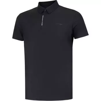 Li Ning Fitness Series однотонная удобная дышащая универсальная повседневная рубашка-поло с коротким рукавом для мужчин, черный цвет APLU151-1 M