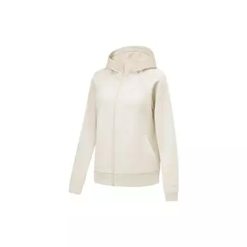 Li Ning Fitness Series однотонная удобная куртка с капюшоном, простой удобный спортивный кардиган, женская куртка, цвет гравийно-серый AWDU114-2 XS