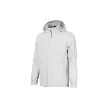 Li-Ning Fitness Series однотонная водонепроницаемая спортивная куртка с капюшоном мужская куртка River-Stone-Gray AFDT753-5 XXXL