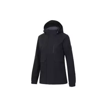 Li Ning Fitness Series однотонная водонепроницаемая спортивная куртка с капюшоном женская куртка черная AFDT750-8 S