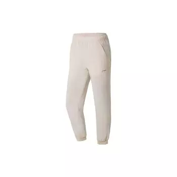 Li Ning Fitness Series однотонные эластичные быстросохнущие зауженные спортивные длинные брюки женские плавки овсяно-серого цвета AYKS358-3 XL