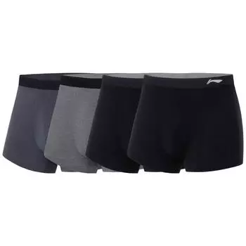Li Ning Fitness Series однотонные антибактериальные удобные шорты-боксеры 4 пары для мужчин AUAT029-1 M