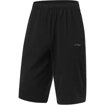 Li Ning Fitness Series однотонные дышащие удобные повседневные шорты мужские шорты черные AKYU011-1 M