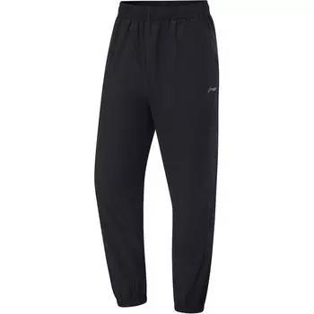 Li Ning Fitness Series однотонные дышащие универсальные спортивные штаны для бега со средней посадкой, мужские трикотажные брюки черного цвета AYKU089-3 XL