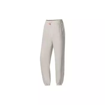Li Ning Fitness Series однотонные облегающие спортивные длинные брюки женские низы овсяно-серого цвета AYKS378-1 XS