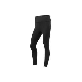 Li Ning Fitness Series однотонные обтягивающие спортивные длинные брюки с логотипом женские плавки черного цвета AULR054-1 M