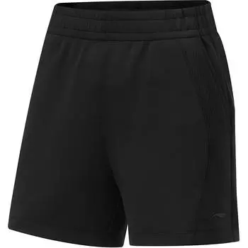 Li Ning Fitness Series однотонные повседневные дышащие удобные трикотажные спортивные шорты женские шорты черного цвета AKSU016-2 S