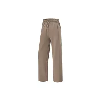 Li Ning Fitness Series однотонные повседневные прямые свободные брюки с эластичной резинкой на талии трикотажные спортивные брюки женские плавки грибно-коричневые AKLU692-2 XL