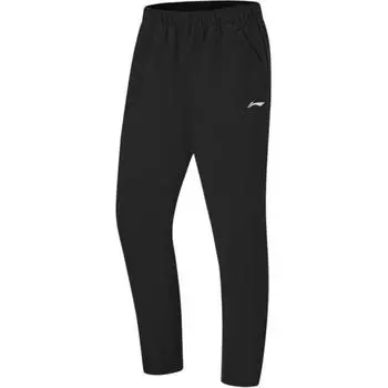 Li Ning Fitness Series однотонные, со средней талией, удобные, дышащие, флисовые, теплые, прямые, спортивные брюки, мужские, черные, AYKT787-1 S