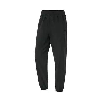 Li Ning Fitness Series однотонные, со средней талией, удобные, дышащие, флисовые, теплые, с манжетами, спортивные длинные брюки для мужчин, черные AYKU673-1 M