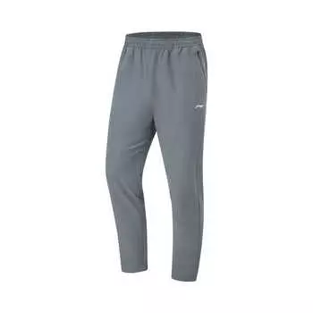 Li Ning Fitness Series однотонные, со средней талией, удобные, дышащие, универсальные, прямые, спортивные брюки, мужские брюки, темно-серые, AYKU169-3 S