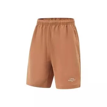 Li Ning Fitness Series однотонные, средней посадки, удобные, дышащие, универсальные, прямые, спортивные шорты, мужские шорты янтарно-коричневого цвета AKSV299-6 L
