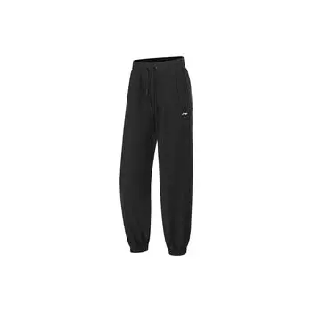 Li Ning Fitness Series однотонные светоотражающие свободные трикотажные спортивные брюки женские брюки черные AKYT080-2 S
