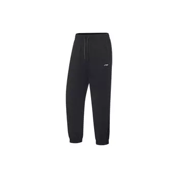 Li Ning Fitness Series однотонные зауженные трикотажные спортивные брюки женские брюки черные AKLT524-4 L