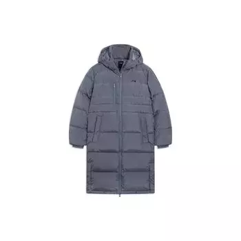 Li Ning Fitness Series однотонный длинный съемный теплый пуховик мужская верхняя одежда темно-серый AYMT347-2 S