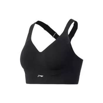 Li Ning Fitness Series однотонный дышащий спортивный бюстгальтер с высокой поддержкой, женское нижнее белье, черный AUBS026-2 S