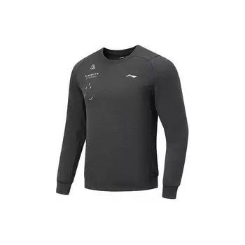 Li Ning Fitness Series однотонный флисовый теплый пуловер свитшот мужской свитшот черный смешанный цвет AWDU063-1 M