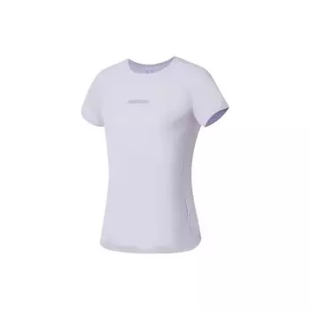 Li Ning Fitness Series однотонный круглый вырез пуловер короткий рукав футболка женские топы фиолетовый ATSS404-8 S