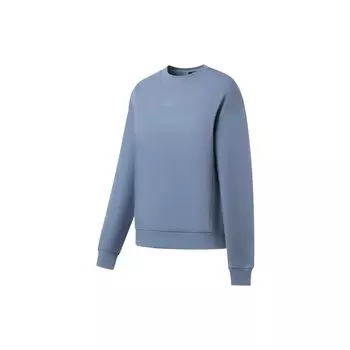 Li Ning Fitness Series однотонный круглый вырез свитер с вышитыми буквами флисовый свитшот с длинными рукавами женский свитшот мягкий-серо-голубой AWDSA54-3 XXL