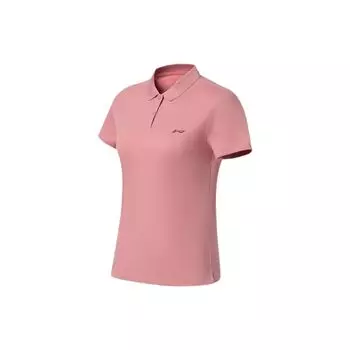 Li Ning Fitness Series однотонный логотип дышащая повседневная спортивная рубашка-поло женские топы розового цвета APLS068-6 M