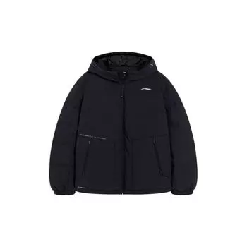 Li Ning Fitness Series однотонный логотип с принтом молнии с капюшоном теплая куртка для мужчин куртки черного цвета AYMS013-1 4XL