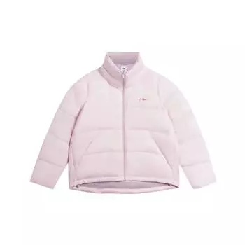 Li Ning Fitness Series однотонный логотип с принтом молнии и воротником-стойкой, теплая куртка-пуховик для женщин, верхняя одежда, лотос-розовый-фиолетовый AYMS028-7 XXL