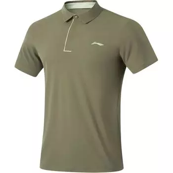 Li Ning Fitness Series однотонный логотип удобная дышащая рубашка поло с коротким рукавом мужские рубашки поло милитари-зеленый APLU121-4 S
