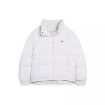 Li Ning Fitness Series однотонный повседневный свободный теплый пуховик с воротником-стойкой для женщин, верхняя одежда белого цвета AYMS268-1 XXL
