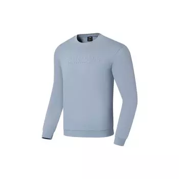 Li-Ning Fitness Series, однотонный пуловер с буквенным принтом, пуловер с круглым вырезом, мужские топы, синий AWDSA49-5 3XL