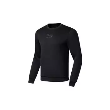 Li-Ning Fitness Series однотонный пуловер с логотипом и принтом, толстовка с длинными рукавами, мужские топы, черный AWDT035-1 S