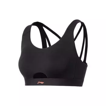 Li Ning Fitness Series однотонный средней поддержки плотный спортивный бюстгальтер женское нижнее белье черный AUBS056-4 S