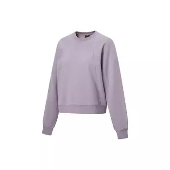 Li Ning Fitness Series однотонный свитер с круглым вырезом и толстовка женская Luo-Dian-Purple AWDT788-4 S