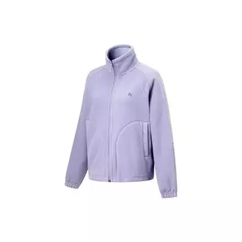 Li Ning Fitness Series однотонный свободный флисовый теплый кардиган ветровка трикотажная флисовая куртка женская верхняя одежда светло-дымчатый фиолетовый AWDTB26-3 M