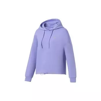 Li Ning Fitness Series однотонный свободный свитер с капюшоном унисекс флуоресцентный синий фиолетовый AWDS036-6 S