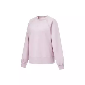 Li Ning Fitness Series однотонный трикотажный свитер с круглым вырезом, женская толстовка Lotus-Pink-Purple AWDU116-5 M