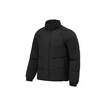 Li-Ning Fitness Series однотонный ветрозащитный короткий пуховик с воротником-стойкой Мужская верхняя одежда черный AYMT059-1 3XL
