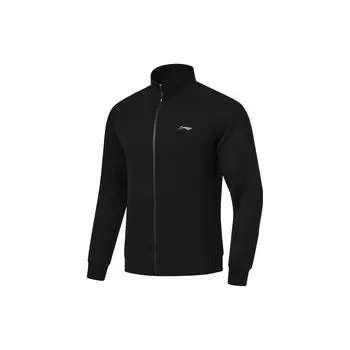 Li Ning Fitness Series однотонный воротник-стойка вязаный кардиган с капюшоном мужские топы черный AWDU125-1 4XL