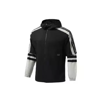 Li Ning Fitness Series Повседневная дышащая свободная спортивная ветровка с капюшоном Мужская верхняя одежда Черный AFDR355-1 2XL