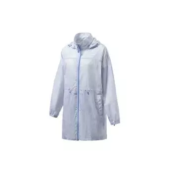 Li Ning Fitness Series Повседневная дышащая свободная ветровка со съемным капюшоном Женская верхняя одежда Синий AFDR344-3 L