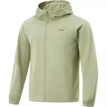 Li Ning Fitness Series Повседневная удобная ветровка с капюшоном на молнии Мужская верхняя одежда Shuttle-Leaf-зеленый AFDV081-2 M