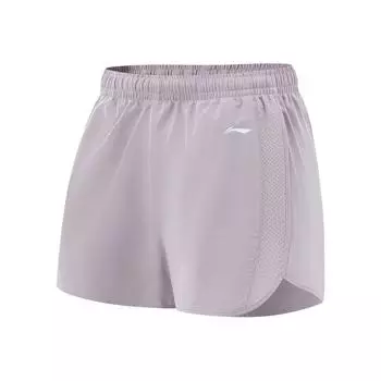 Li Ning Fitness Series Повседневные простые однотонные эластичные спортивные шорты женские шорты дымчато-фиолетового цвета AKSV524-4 S
